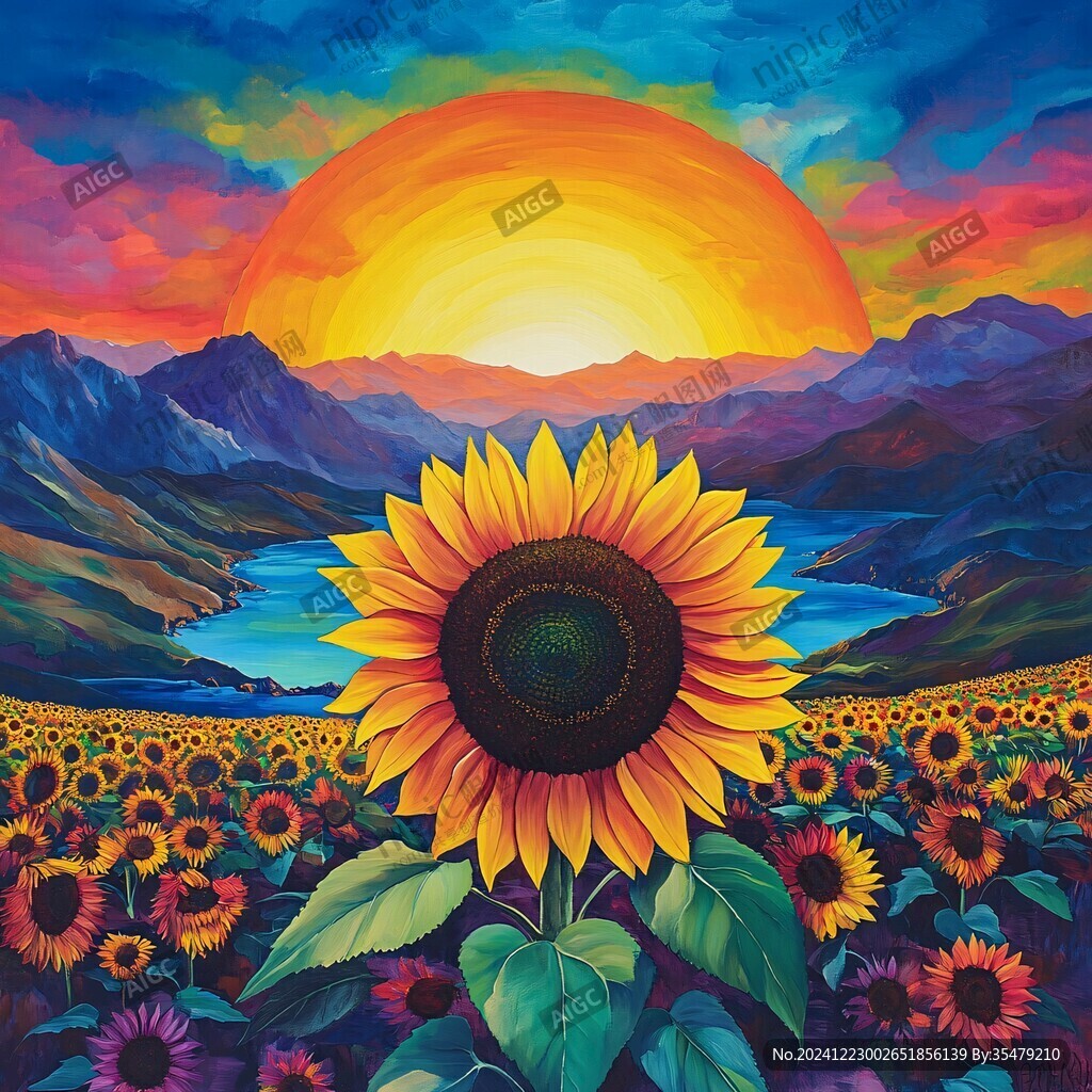 高清手绘太阳花向日葵