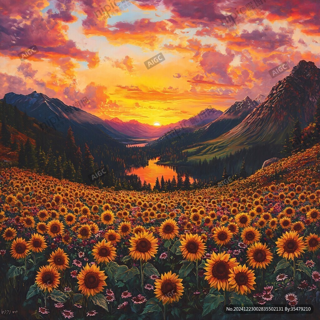 金光万丈油画