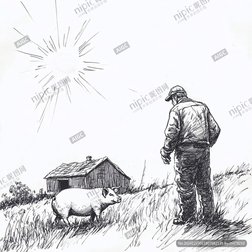 牧羊插画手绘