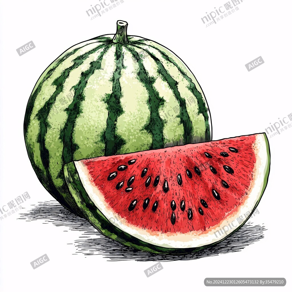西瓜手绘画