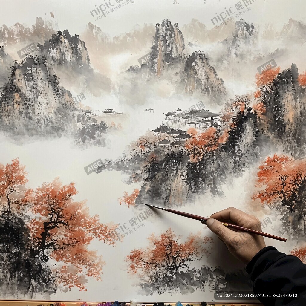 鸿运当头水墨山水