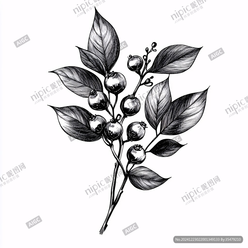 木蓝莓线稿