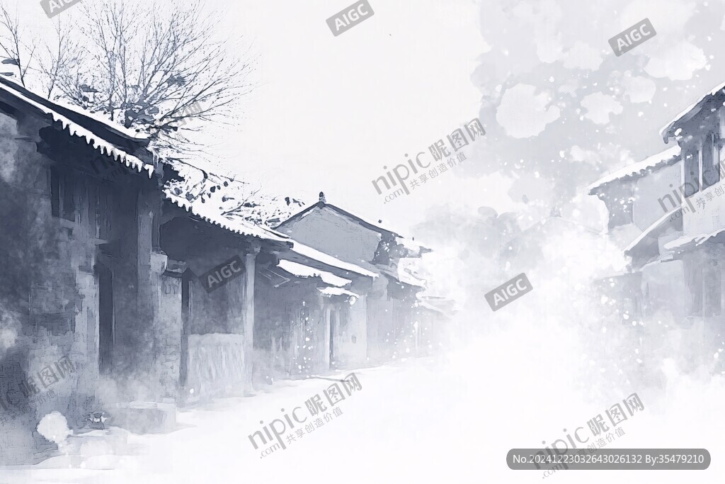 雪景古风插画