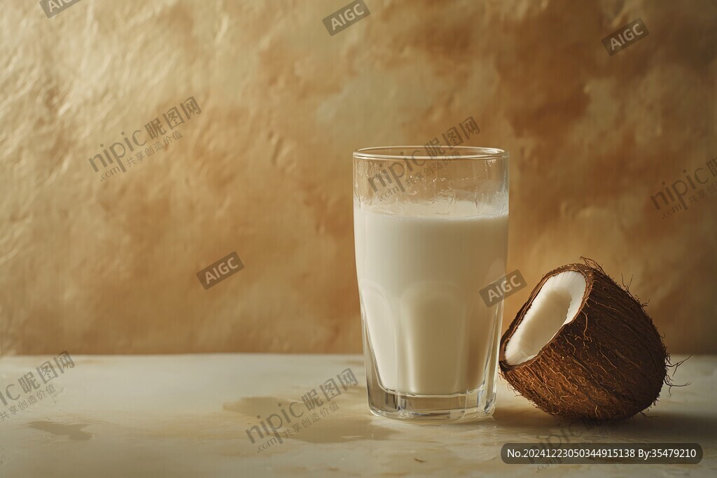 玻璃杯椰奶