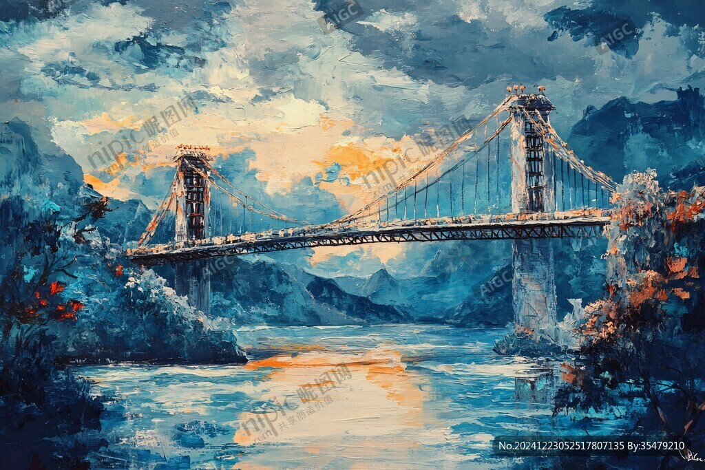 桥梁油画