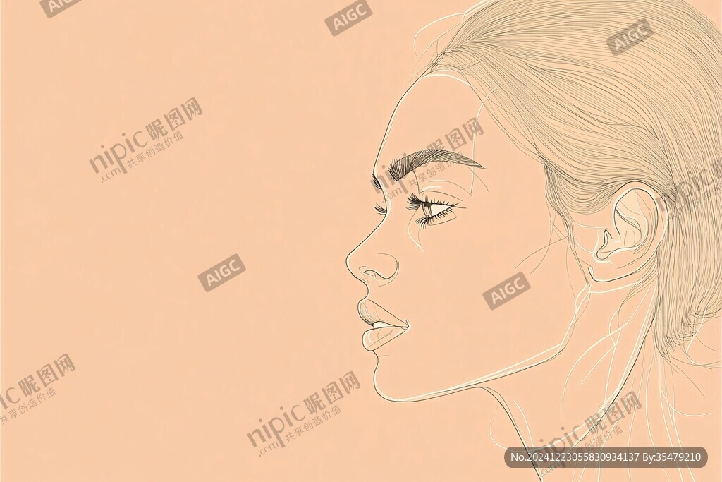 手绘女性侧脸