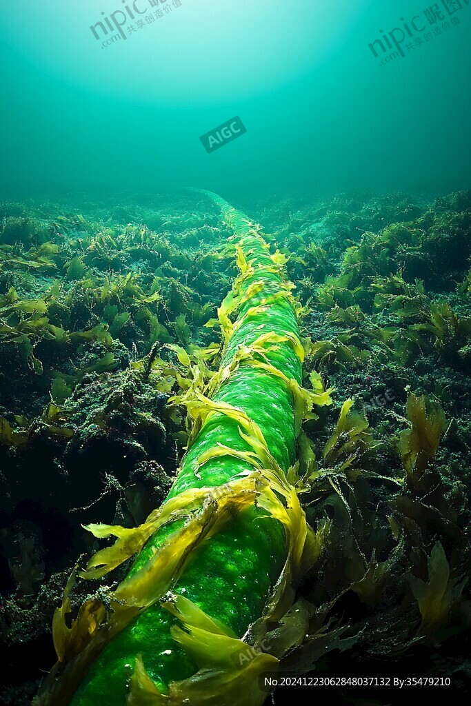 布满海藻的水管