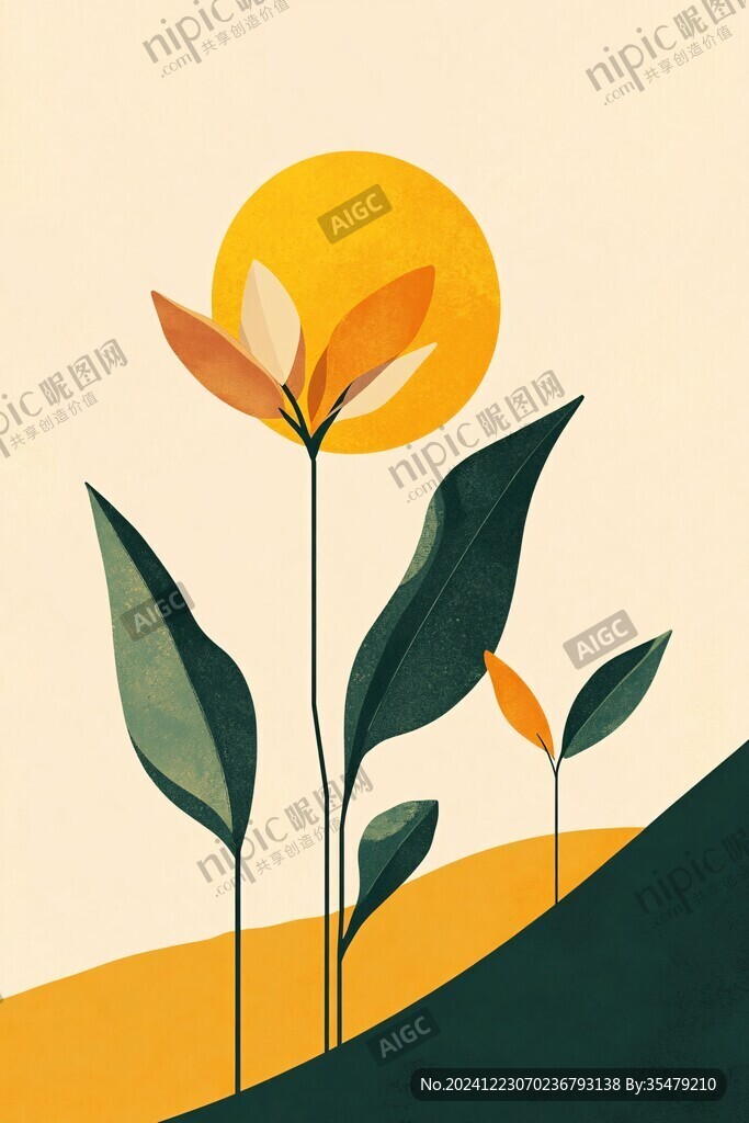 扁平插画植物