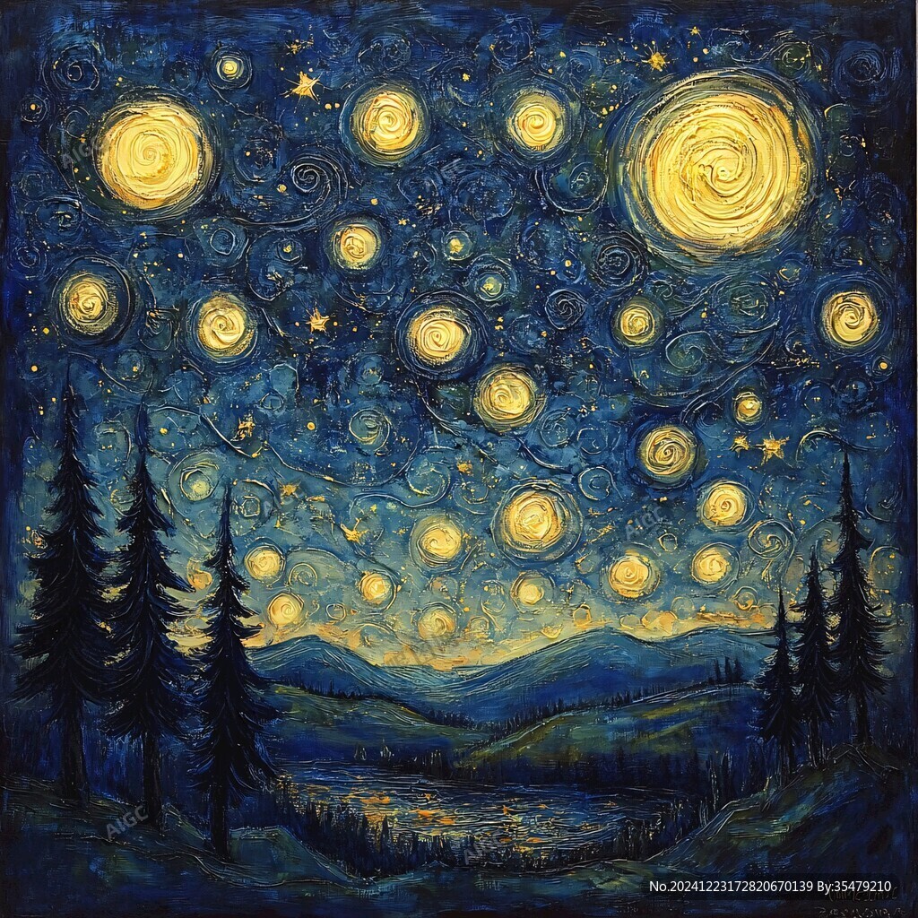 星夜油画