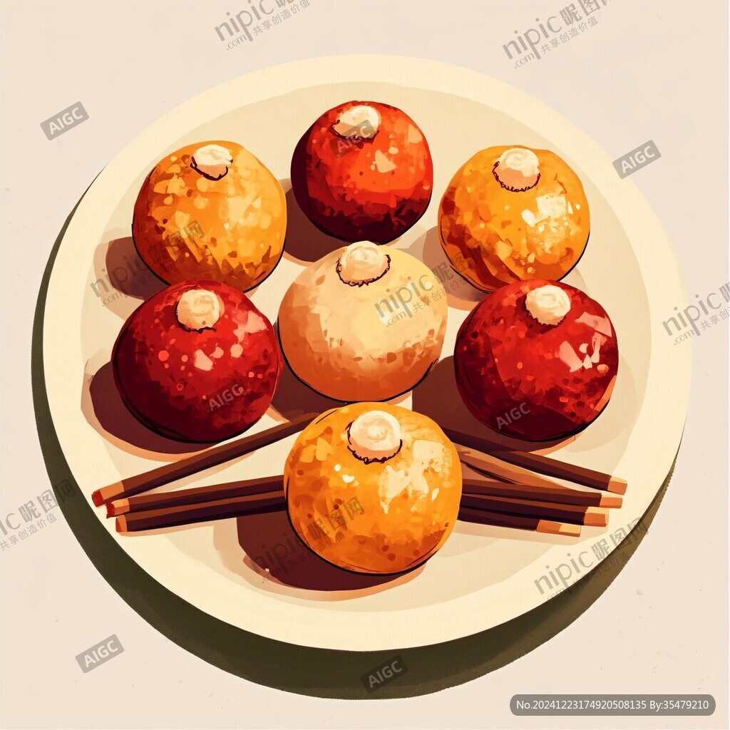 章鱼丸创意插画