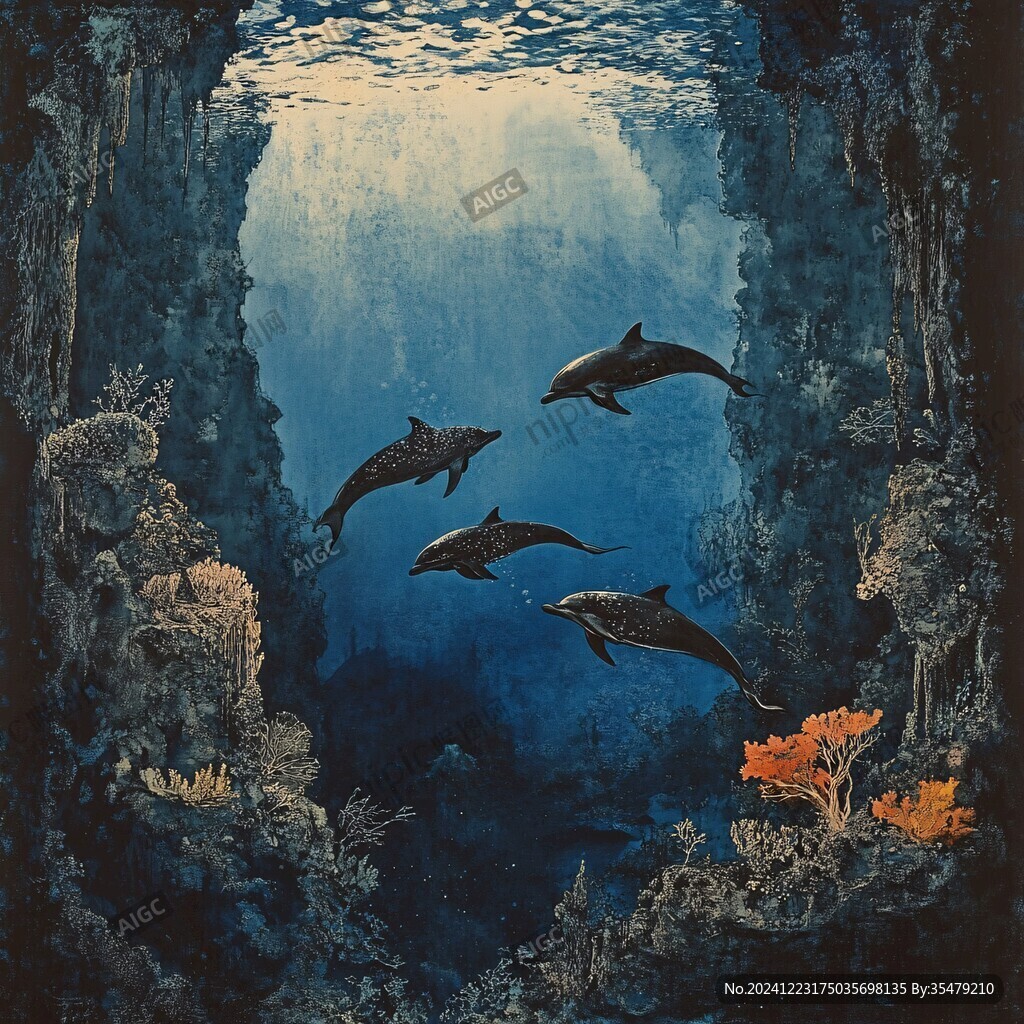 海豚装饰画