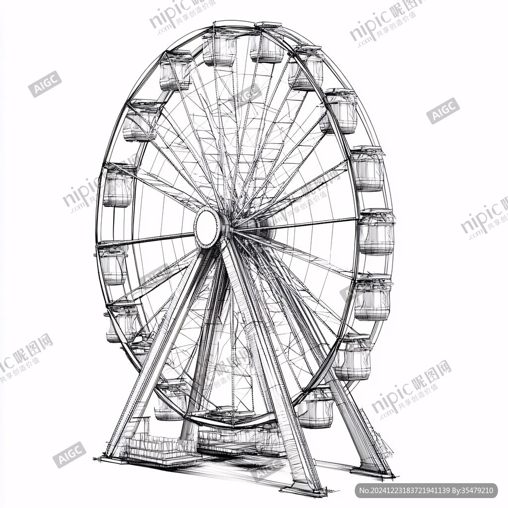 摩天轮线稿