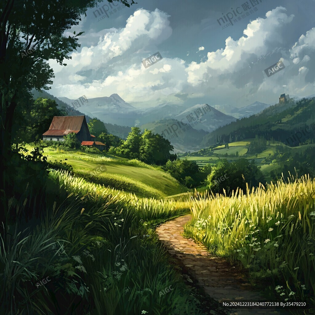 乡村场景插画