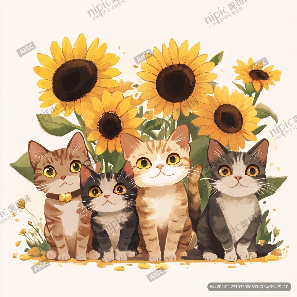多只猫插画
