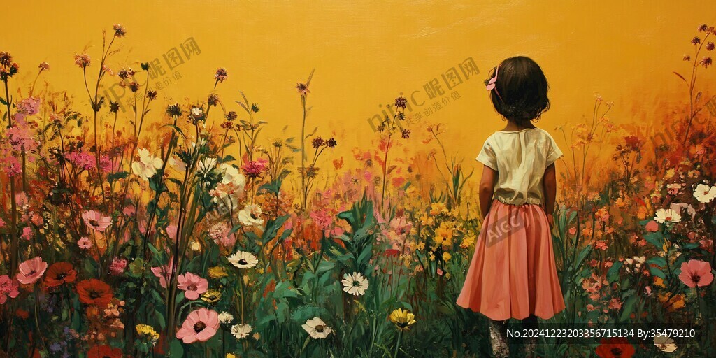 小女孩壁画