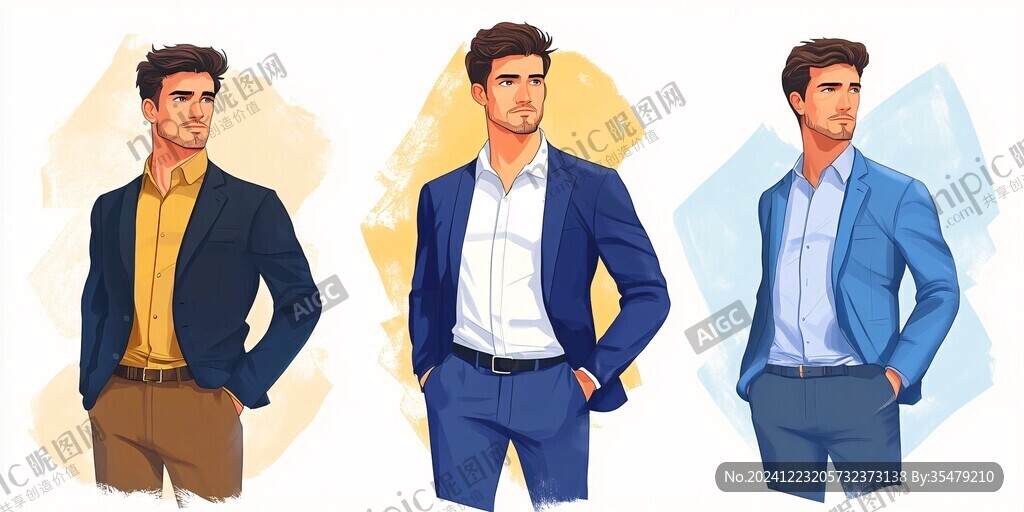 男士服装图案插画图片