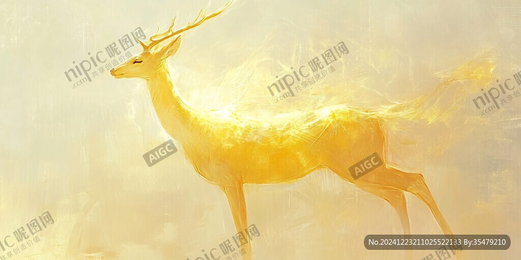 手绘梦幻鹿风格装饰画