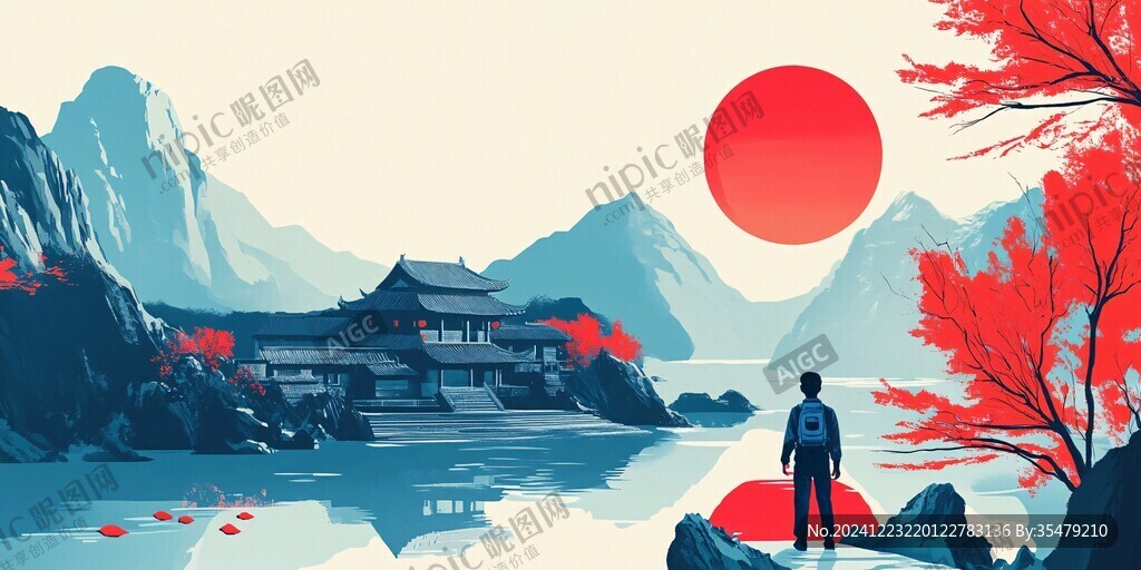 插画红日