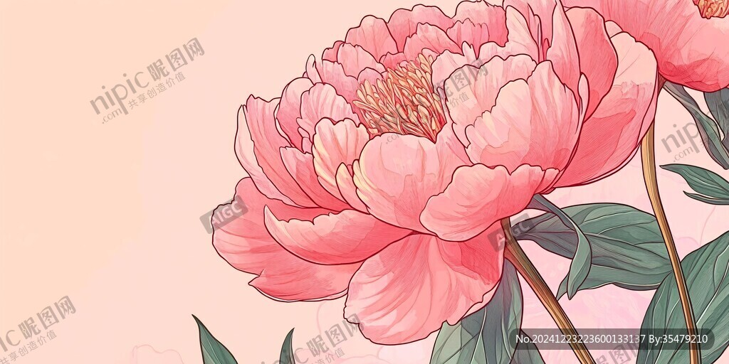 牡丹包装插画