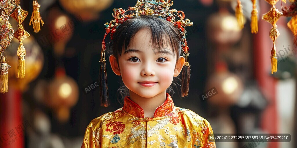 穿汉服的小女孩