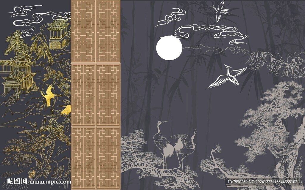 新中式背景墙