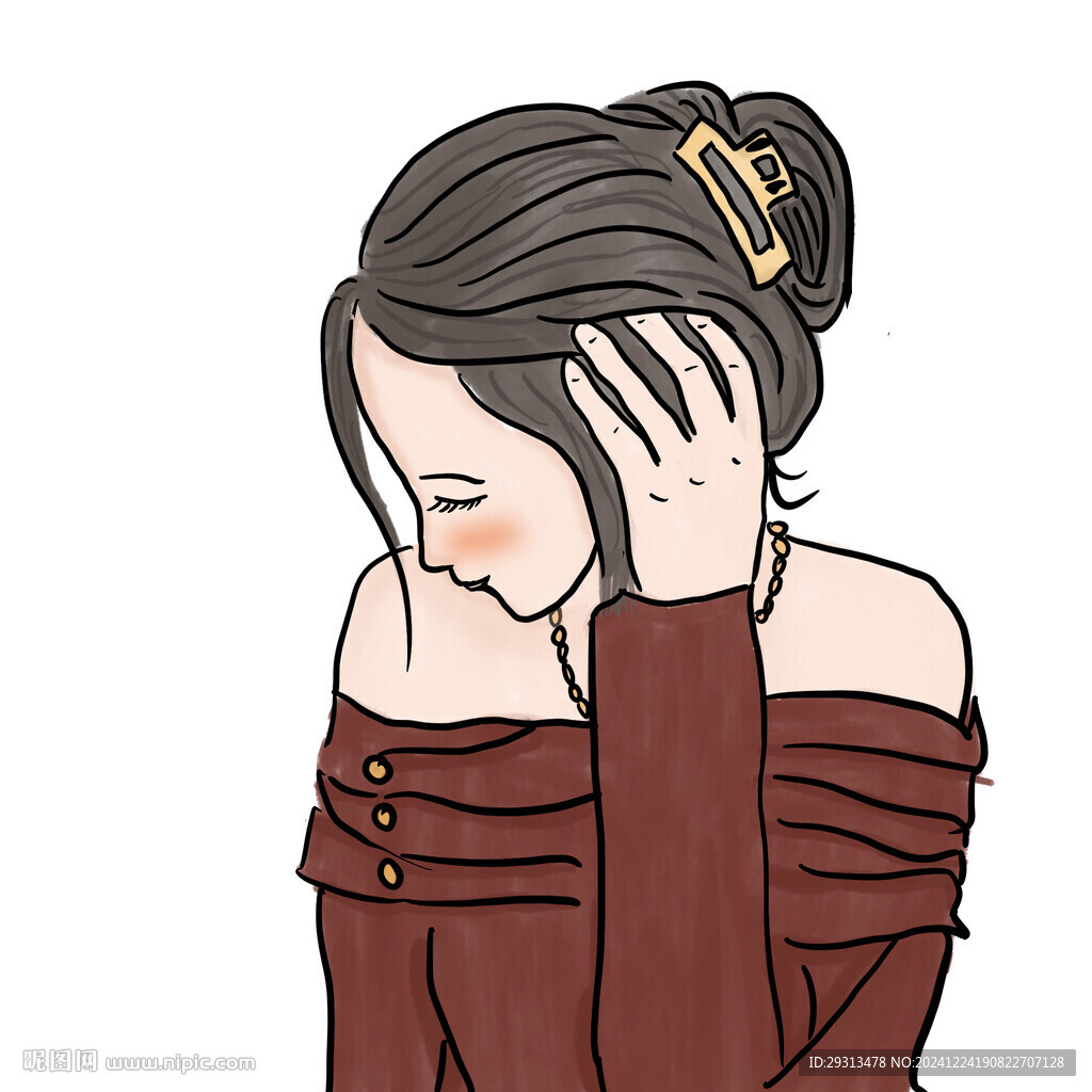 侧脸手绘女孩