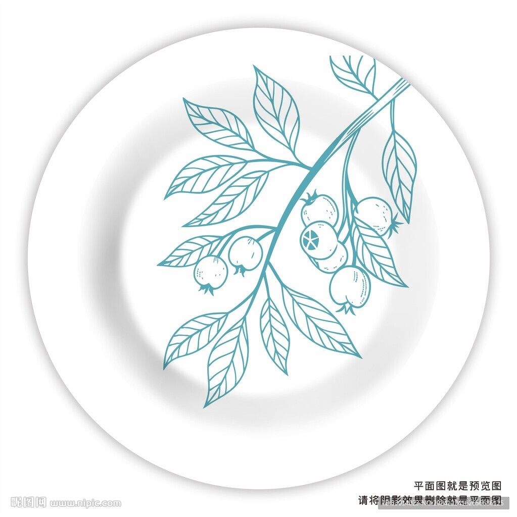 蓝莓陶瓷餐具插画