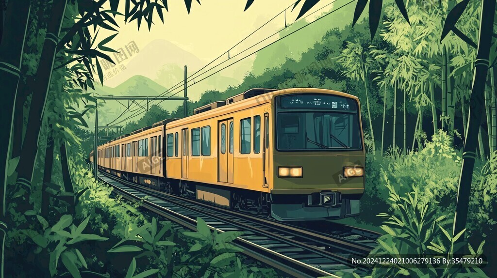 森林里行驶的火车