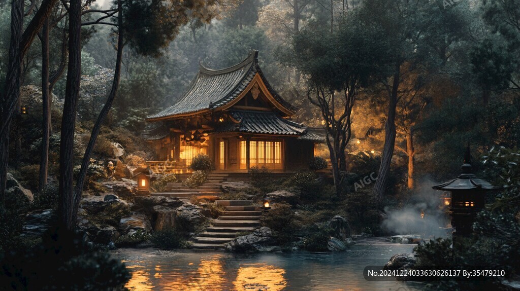 山水楼阁雅致意境风