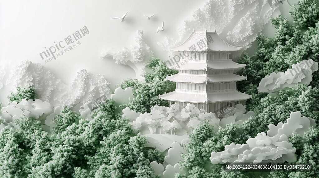 3d渲染山水画