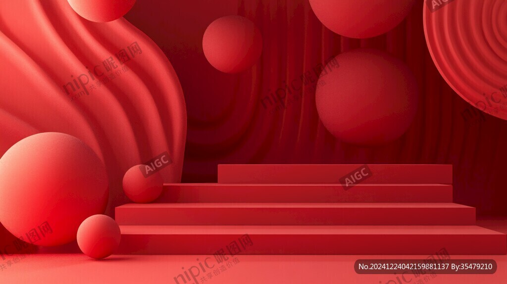 红色球体创意场景