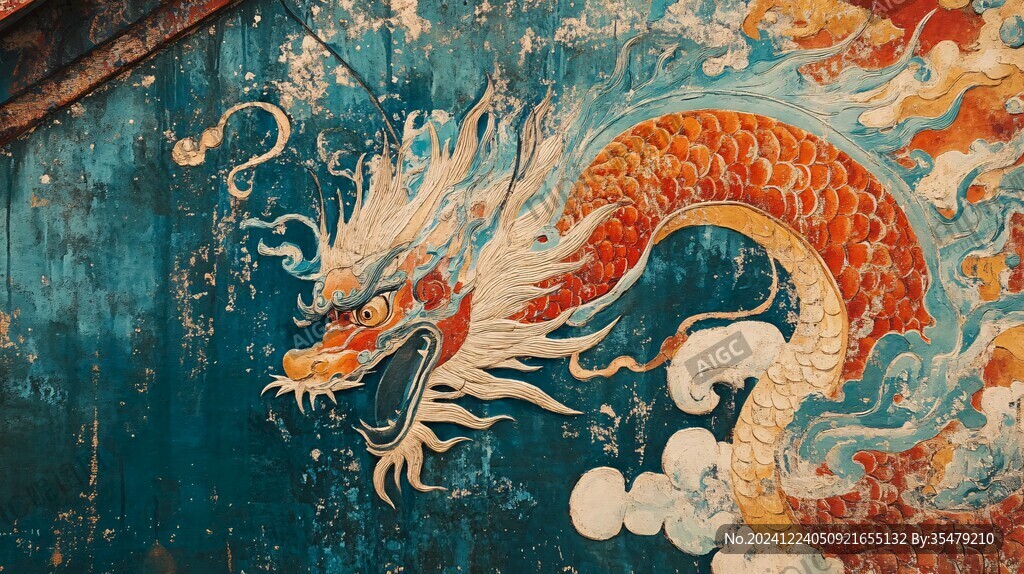 高清龙壁画