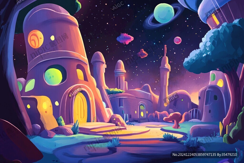 外星球幻想场景插画
