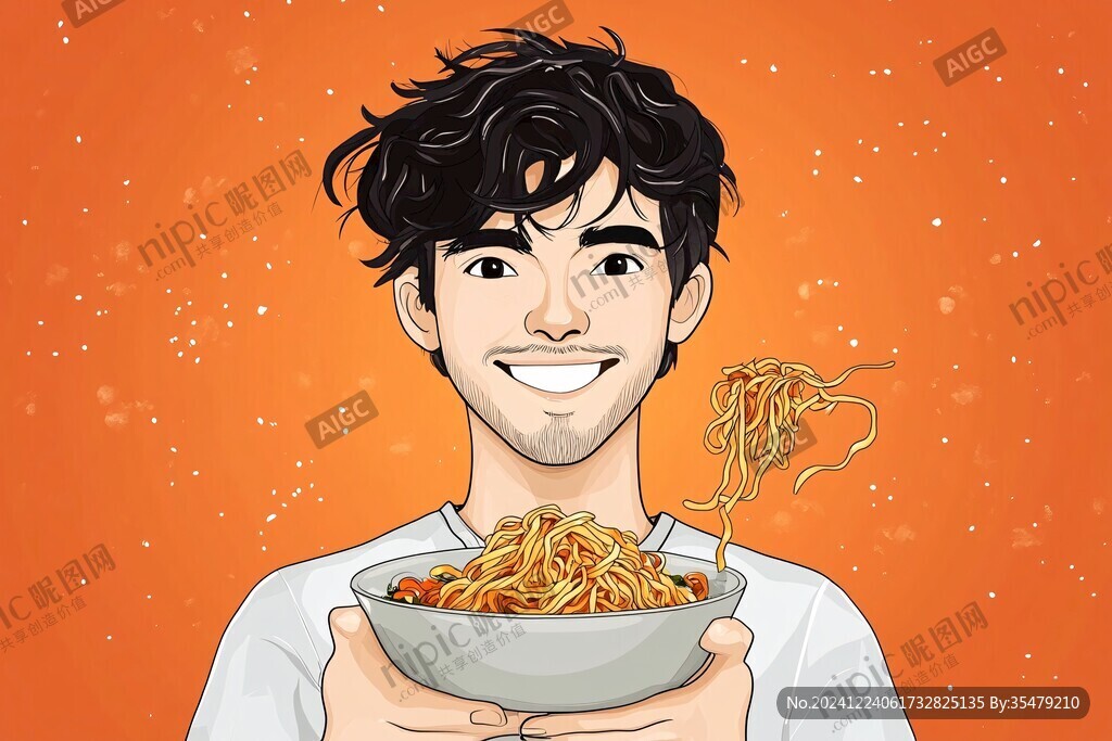男人吃面男