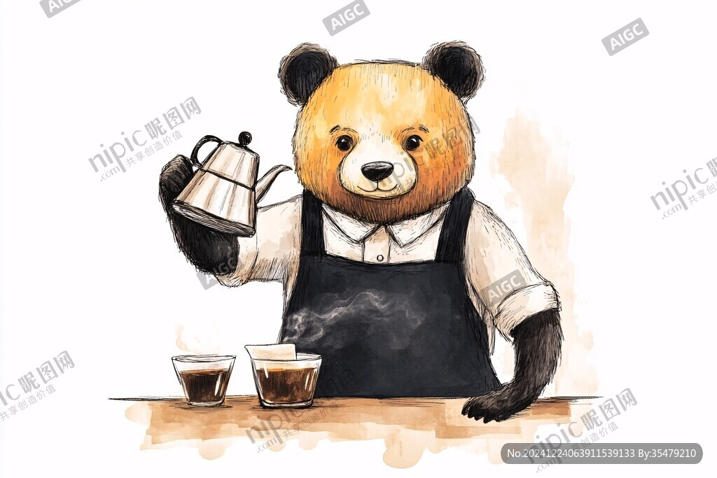 熊猫茶叶插画