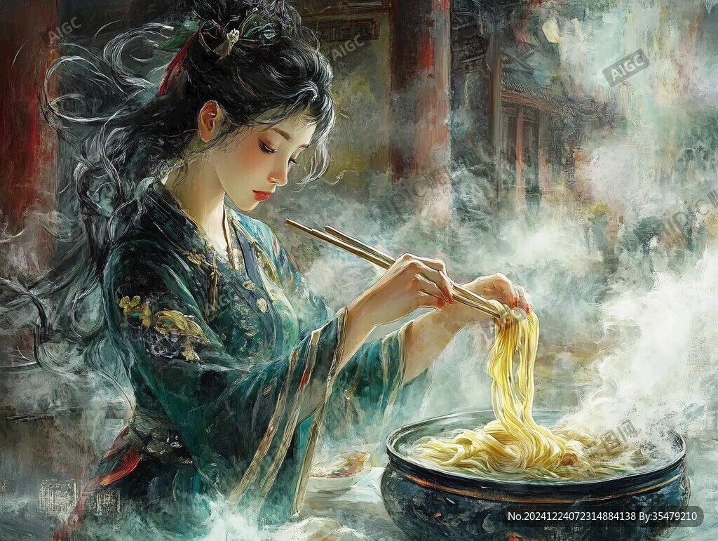 古风面条插画