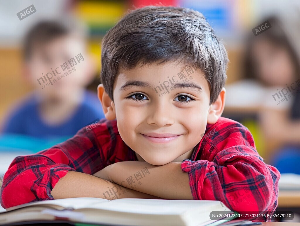 教室里的小男孩