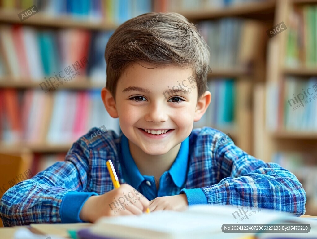 好学小男孩