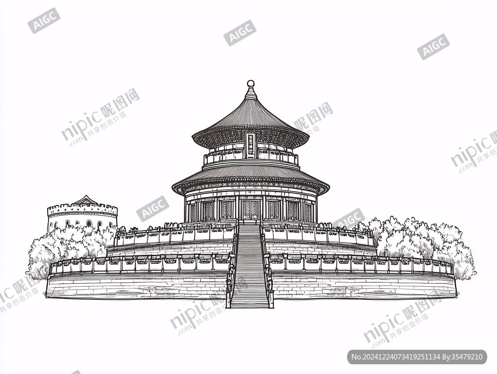 天坛线稿