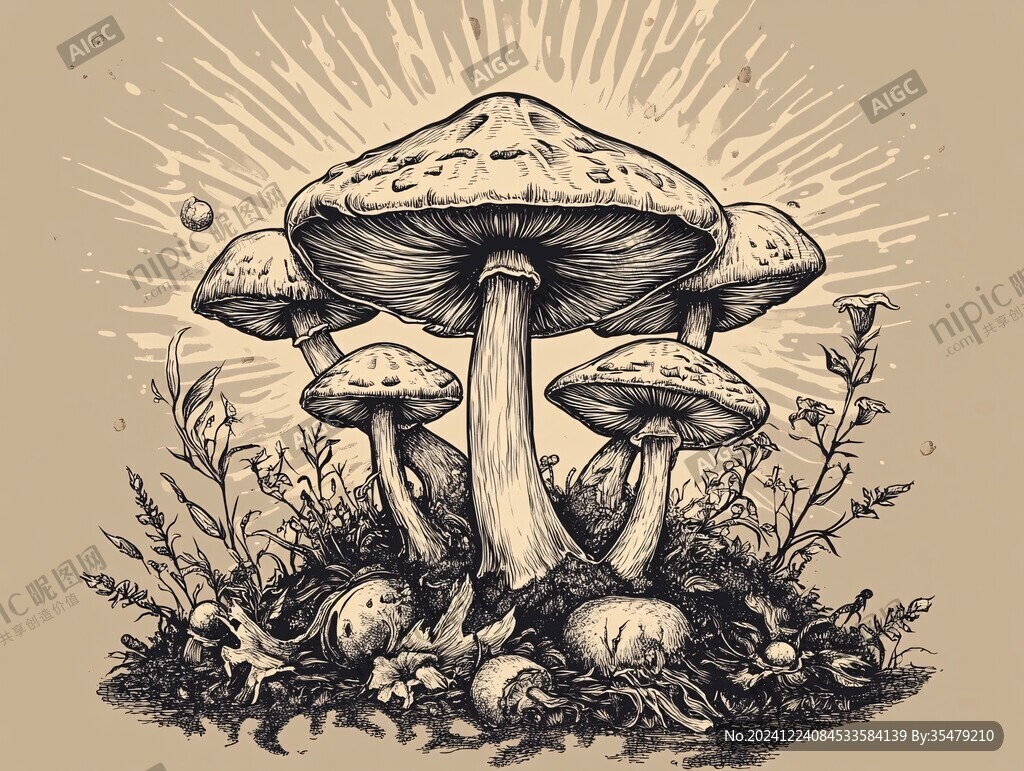蘑菇线稿