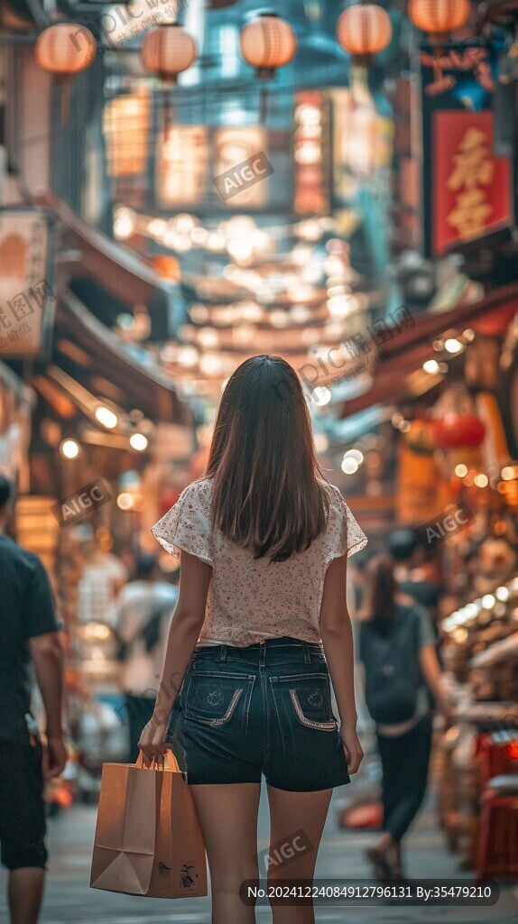 古城美女背影