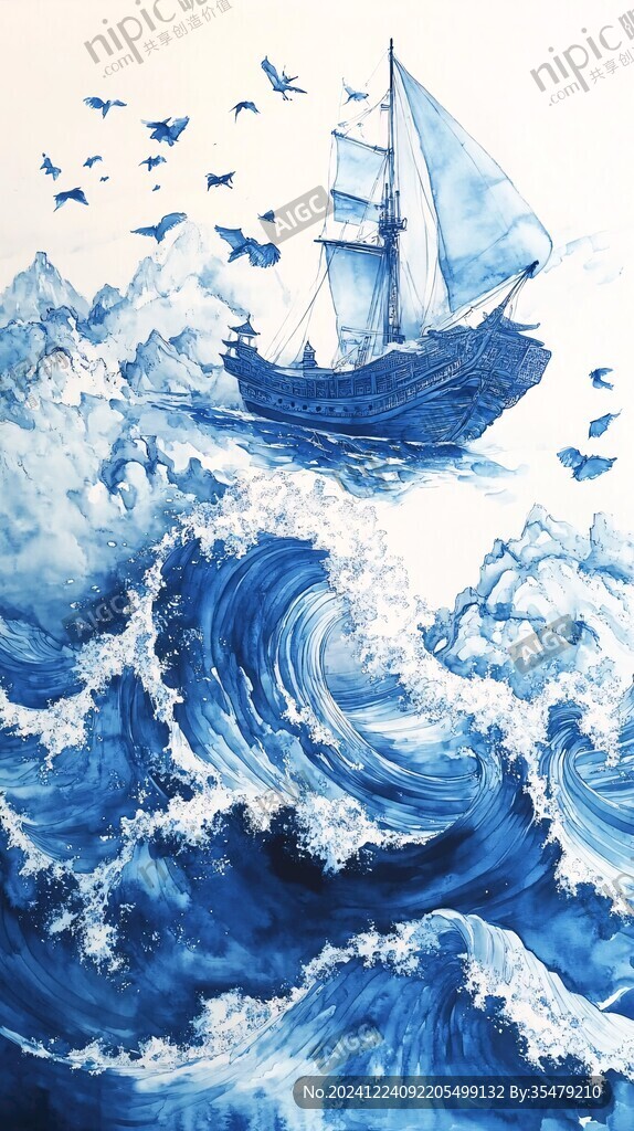 乘风破浪包装插画