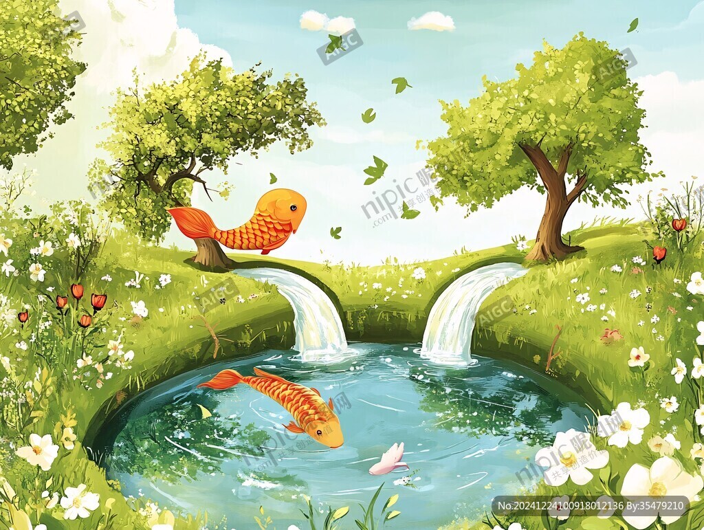 水渠插画