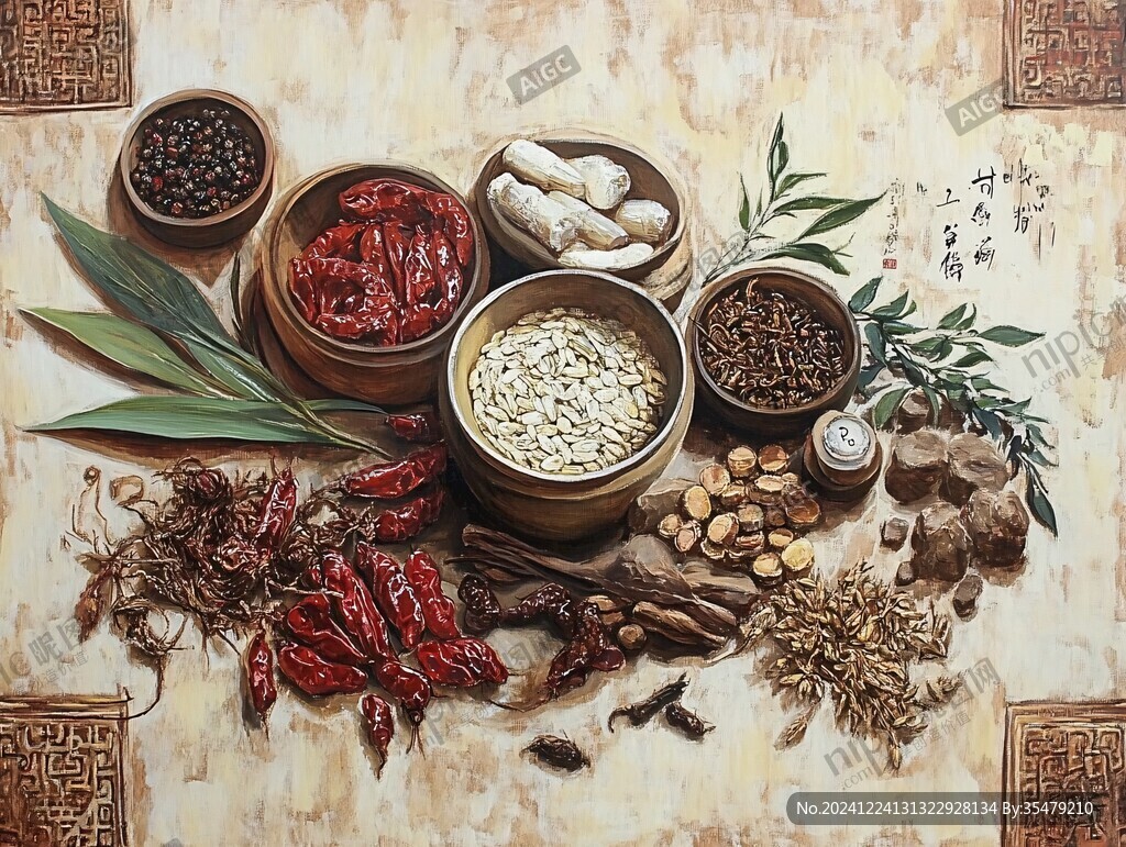 美食药材装饰画