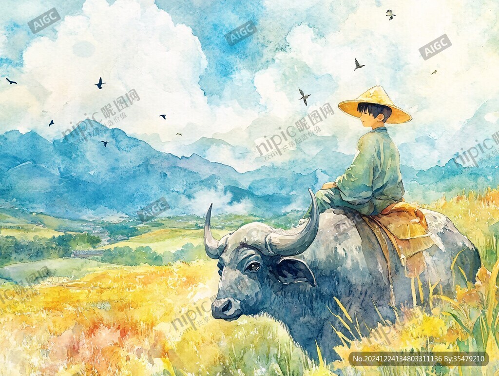 放牛娃插画