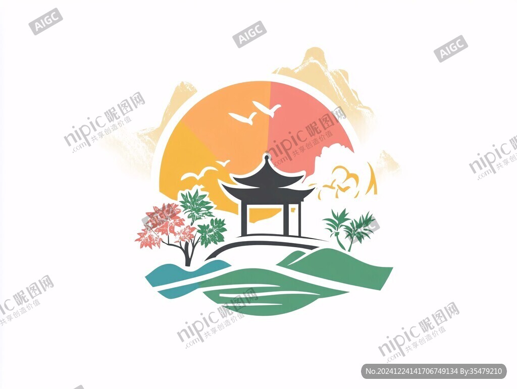 原创插画风景标志