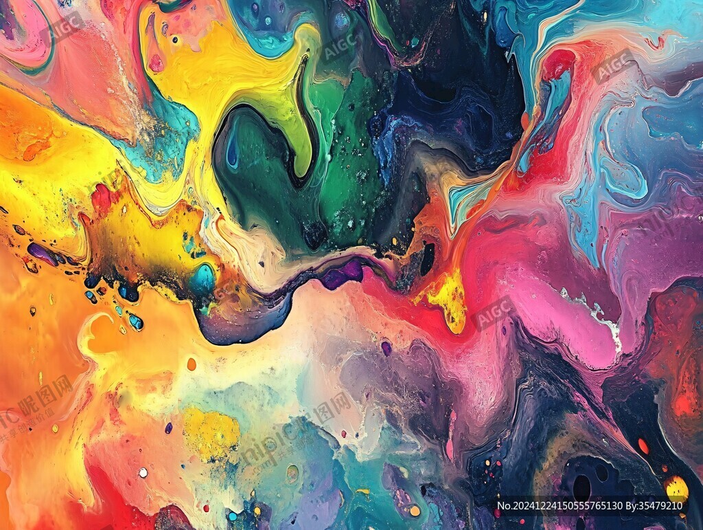 肌理彩色流体装饰画