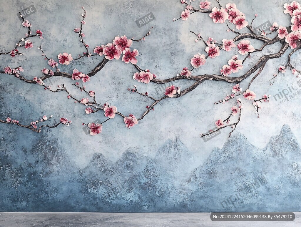 梅壁画墙纸