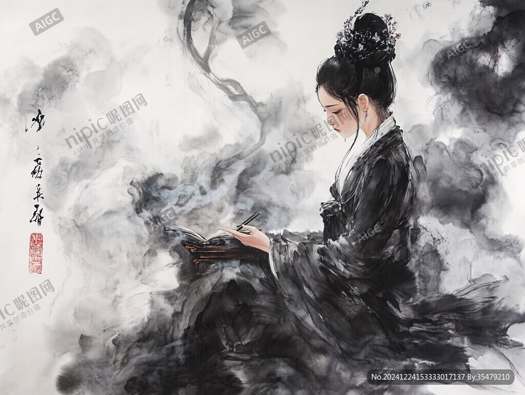 古风人像水墨
