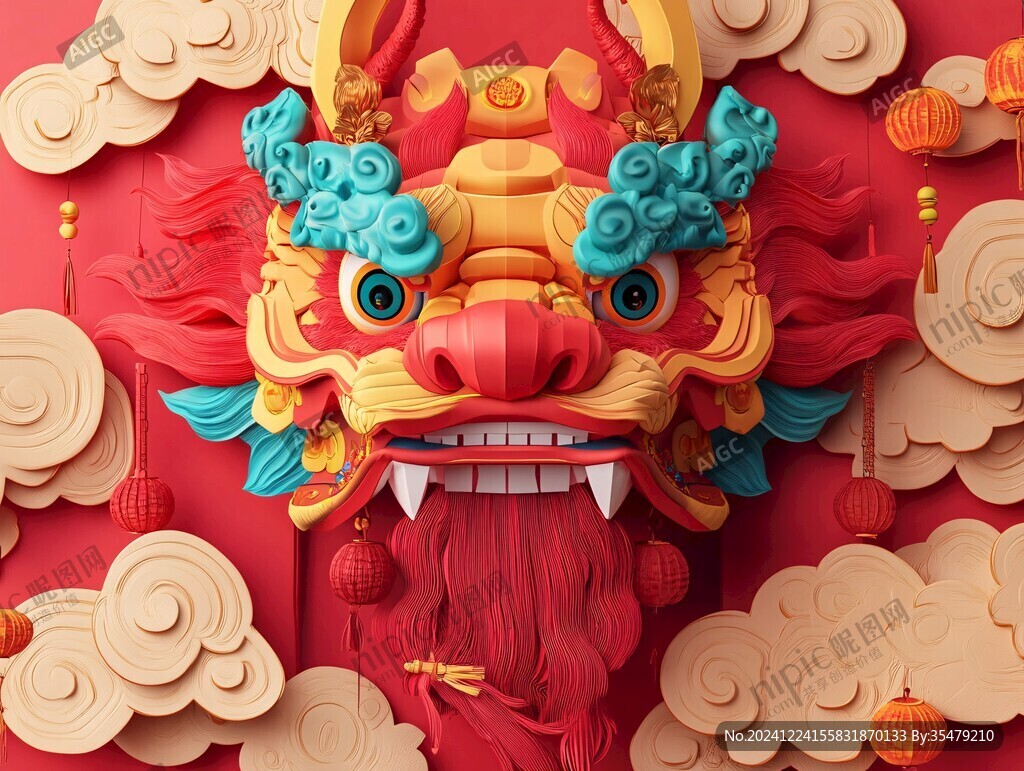 舞狮包装插画